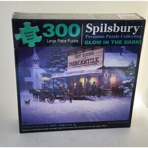 PUZZLE-SPILSBURY-300 Lrg Piece Puzzle-Glow In The Dark-"Christmas Wishes"-Sealed